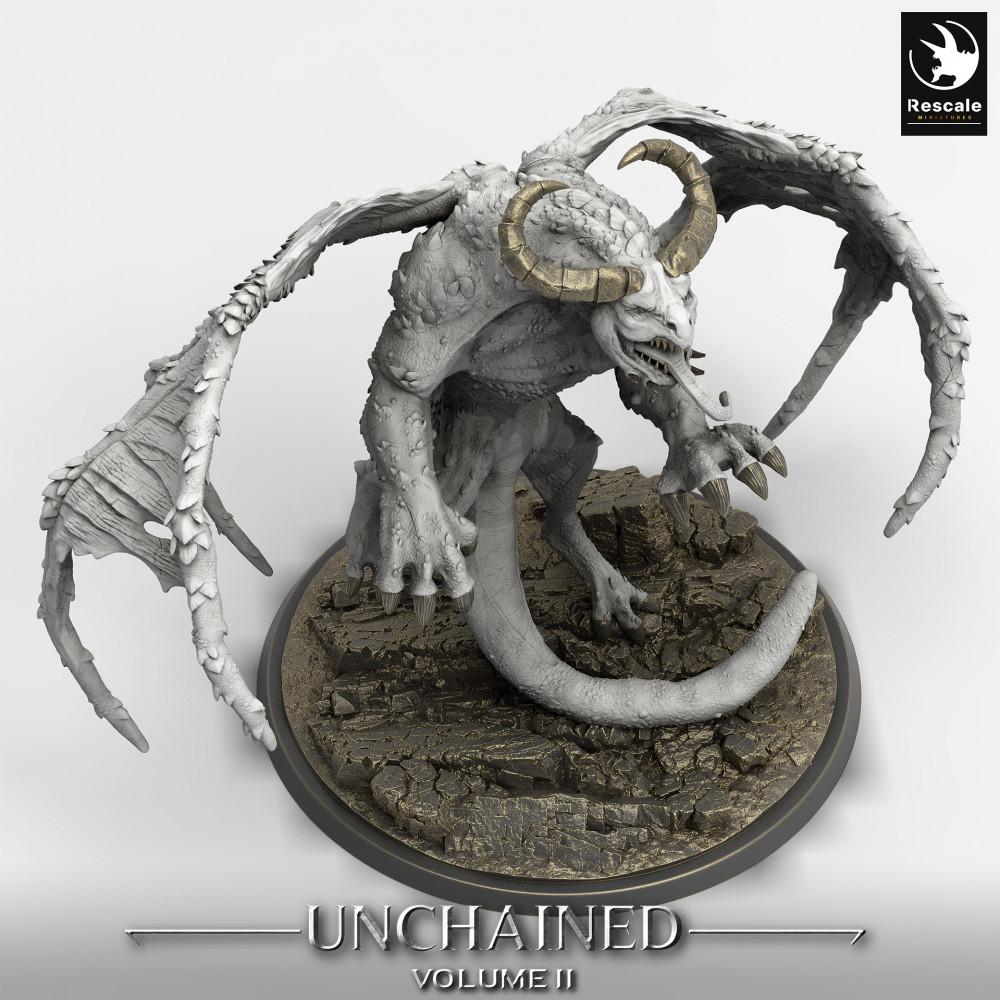 Productfoto Tabletop 28mm Lord of the Print (LotP) 0: Tabletop Miniatuur: Gevleugelde Demonenkoning Grogbann - Gargoyle-Demon, Helwezen, Dungeon-Baasmonster (24_05_H2)