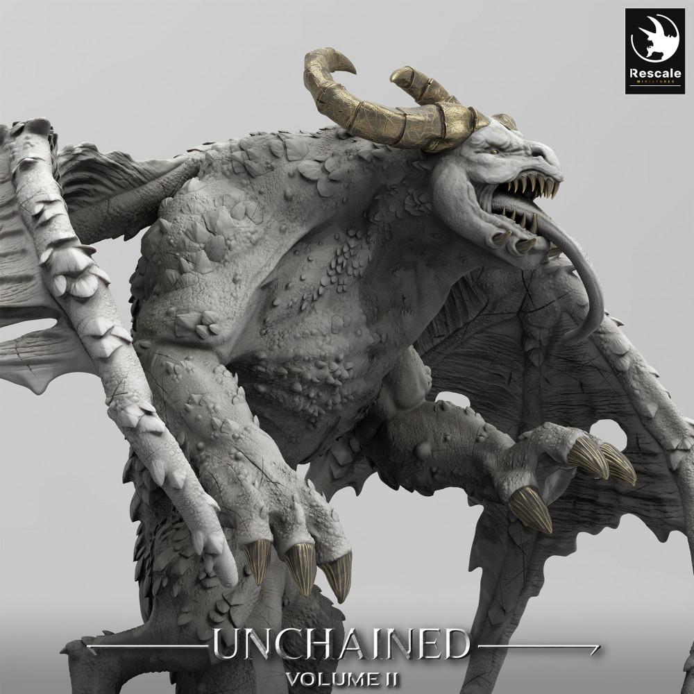Productfoto Tabletop 28mm Lord of the Print (LotP) 0: Tabletop Miniatuur: Gevleugelde Demonenkoning Grogbann - Gargoyle-Demon, Helwezen, Dungeon-Baasmonster (24_05_H2)