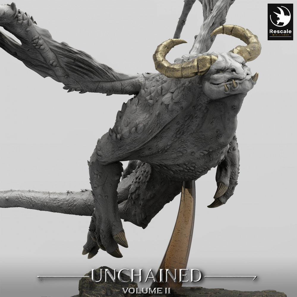 Productfoto Tabletop 28mm Lord of the Print (LotP) 0: Tabletop Miniatuur: Vliegdemon, gevleugelde Chimera, Manticore-achtige baasmonster in duikvlucht (24_05_H3)