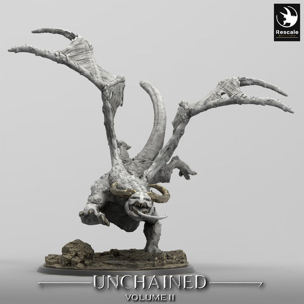 Productfoto Tabletop 28mm Lord of the Print (LotP) 0: Tabletop Miniatuur: Vliegdemon, Helbrut Baasmonster in Stortvlucht, gargoyle-achtige demonbeest (24_05_H4)