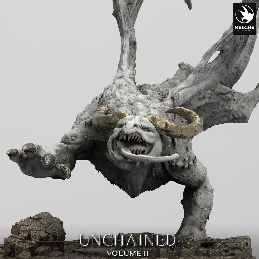 Productfoto Tabletop 28mm Lord of the Print (LotP) 0: Tabletop Miniatuur: Vliegdemon, Helbrut Baasmonster in Stortvlucht, gargoyle-achtige demonbeest (24_05_H4)