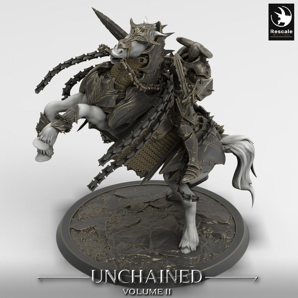 Productfoto Tabletop 28mm Lord of the Print (LotP) 0: Tabletop Miniatuur: Donkere Paladijn op stijgende strijdros - Heldenridder / Vervloekte ruiter, Elite-kavalerie ruiterfiguur (24_05_T)