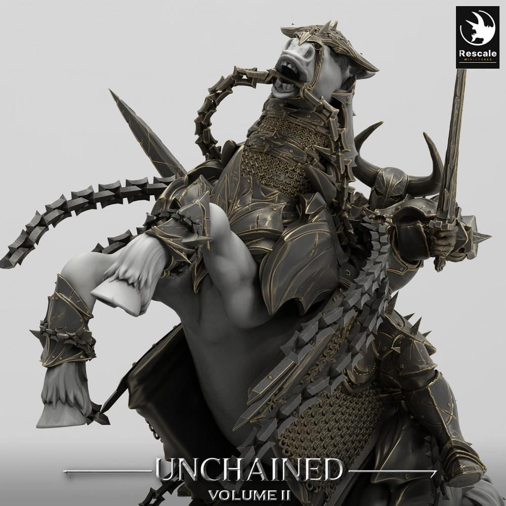 Productfoto Tabletop 28mm Lord of the Print (LotP) 3: Tabletop Miniatuur: Donkere Paladijn op stijgende strijdros - Heldenridder / Vervloekte ruiter, Elite-kavalerie ruiterfiguur (24_05_T)