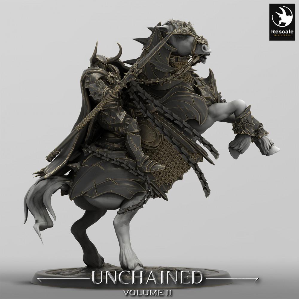 Productfoto Tabletop 28mm Lord of the Print (LotP) 0: Tabletop Miniatuur: Donkere Ridder op steigende Oorlogspaard - Dodenridder, Lansrijder, Cavalerie-Commandant (24_05_P)