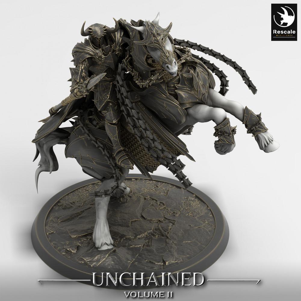 Productfoto Tabletop 28mm Lord of the Print (LotP) 0: Tabletop Miniatuur: Donkere Ridder op steigend Oorlogs Paard - Dodenridder / Death Knight, Lansrijder, Cavalerie-Commandant (24_05_P)