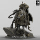 Productfoto Tabletop 28mm Lord of the Print (LotP) 0: Tabletop Miniatuur: Donkere Ridder / Death Knight op gepantserde strijdros - Ruiterfiguur met tweehands zwaard en kettingwapen, leider van de donkere cavalerie (24_05_M)