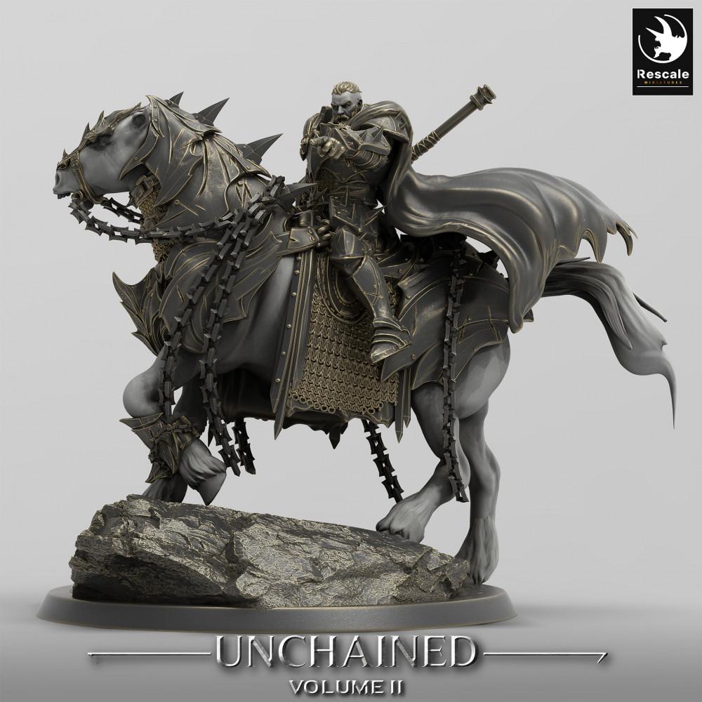 Productfoto Tabletop 28mm Lord of the Print (LotP) 0: Tabletop Miniatuur: Donkere Paladijn te Paard, Dodenrijder, Chaos-Ruiter, Ruiter-Leider (24_05_O)