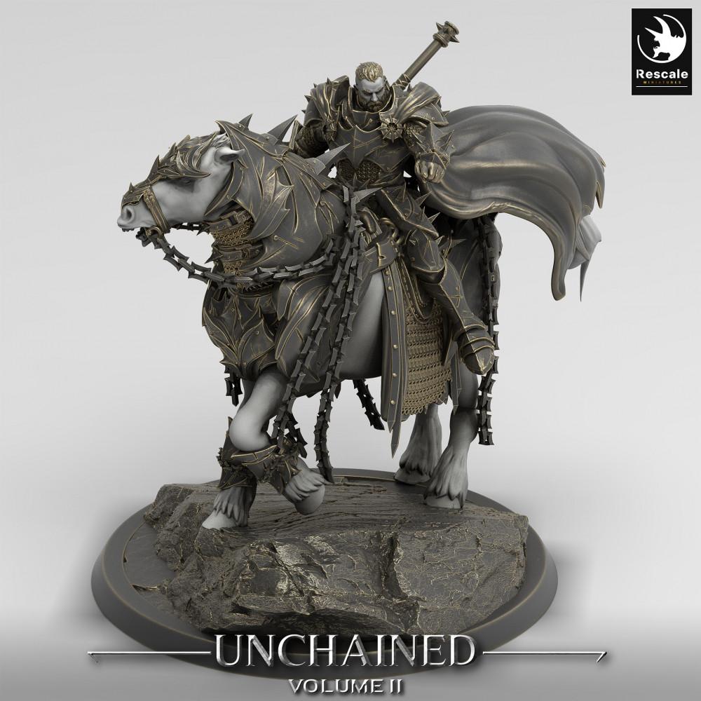 Productfoto Tabletop 28mm Lord of the Print (LotP) 0: Tabletop Miniatuur: Donkere Paladijn te Paard, Dodenrijder, Chaos-Ruiter, Ruiter-Leider (24_05_O)