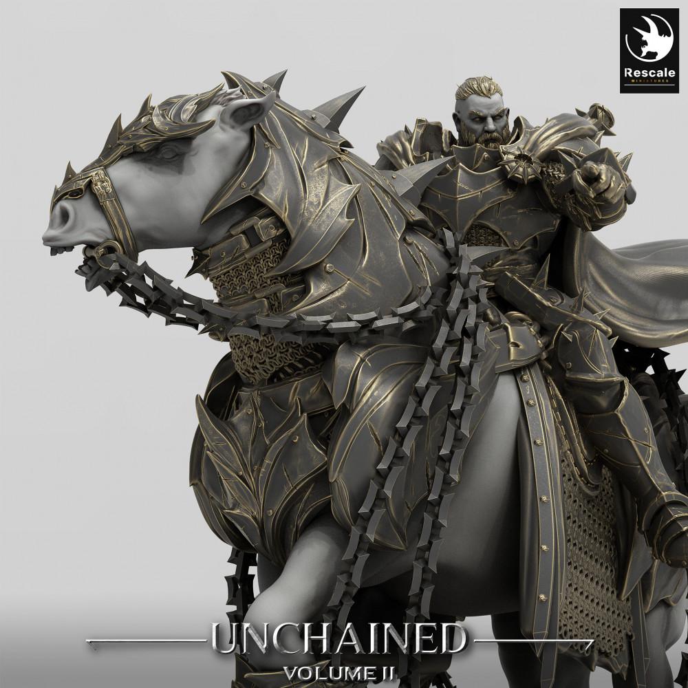 Productfoto Tabletop 28mm Lord of the Print (LotP) 0: Tabletop Miniatuur: Donkere Paladijn te Paard, Dodenrijder, Chaos-Ruiter, Ruiter-Leider (24_05_O)