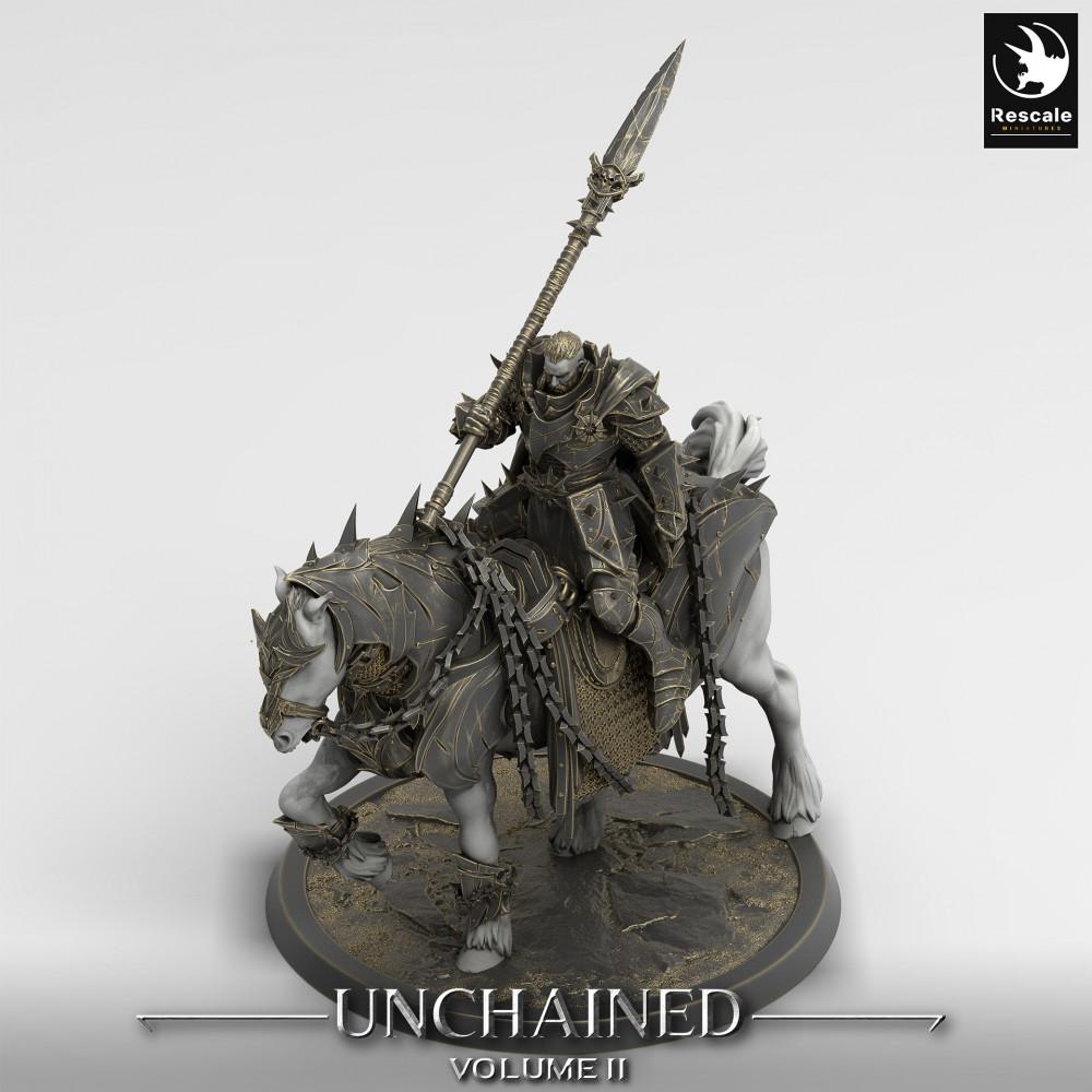 Productfoto Tabletop 28mm Lord of the Print (LotP) 0: Tabletop Miniatuur: Bereden Donkere Paladijn, Dodenridder Lansenrijder op gepantserd strijdpaard, Dread Knight zware cavalerie (24_05_Q)