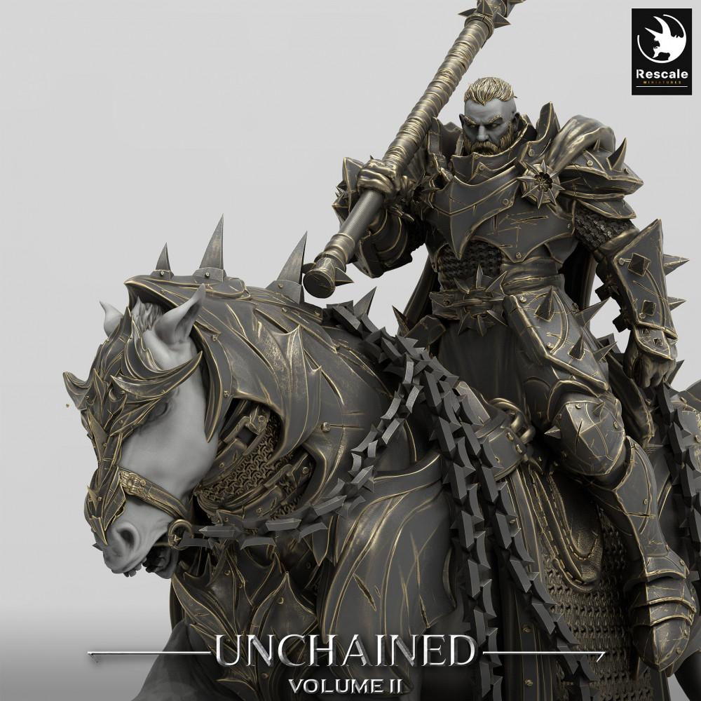 Productfoto Tabletop 28mm Lord of the Print (LotP) 0: Tabletop Miniatuur: Bereden Donkere Paladijn, Dodenrijder Lansenrijder op gepantserde strijdros, Dread Knight zware cavalerie (24_05_Q)