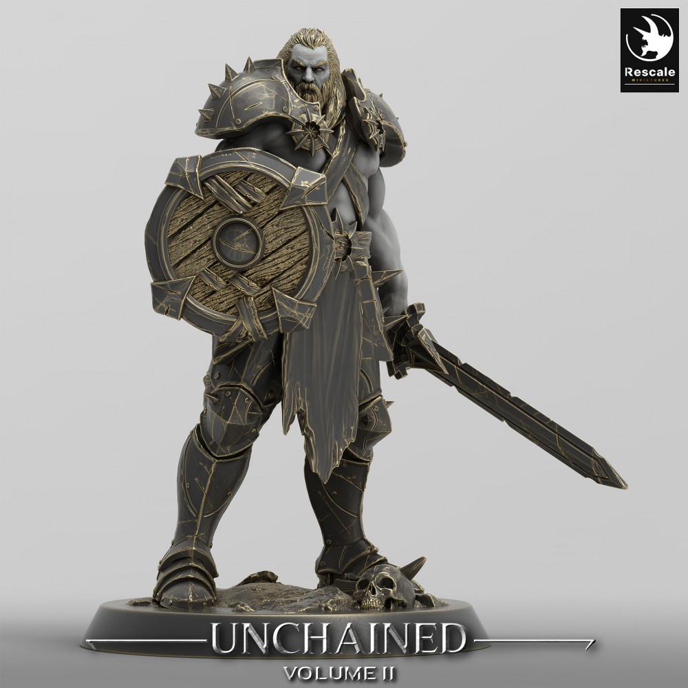 Productfoto Tabletop 28mm Lord of the Print (LotP) 0: Tabletop Miniatuur: Noordse Schildkrijger, Barbar Warlord met Breitschwert (24_05_C16)