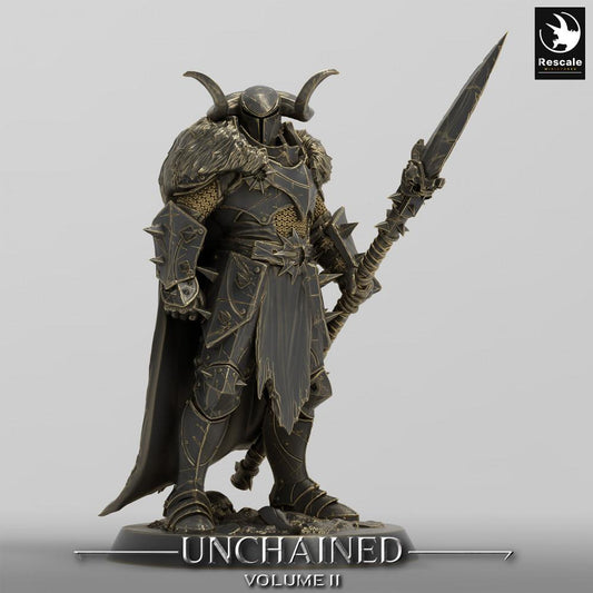 Productfoto Tabletop 28mm Lord of the Print (LotP) 0: Tabletop Miniatuur: Donkere Ridder Speerdrager, Elite-Wacht / Dark Knight Spearman (24_05_D14)