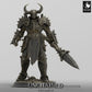 Productfoto Tabletop 28mm Lord of the Print (LotP) 0: Fantasy Figuur: Donkere Ridder Commandant / Chaos Krijger - Commandant Houding met Groot Zwaard en Parier Schild (24_05_F7)