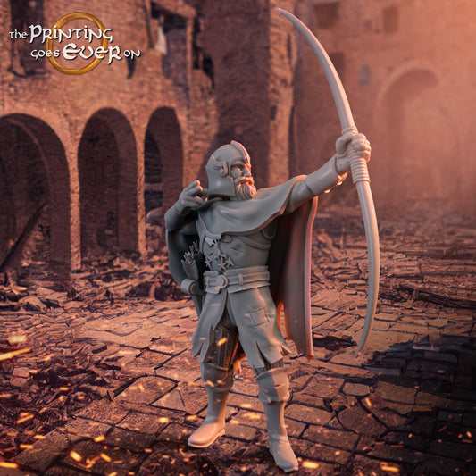 Produktfoto mittelalterliche historische Figur 75mm Scale The Printing Goes Ever On (TPGEO)  0: Mittelalterliche Ritter Figuren Ritter Bogenschütze Veteran - Anführer von Gonthan