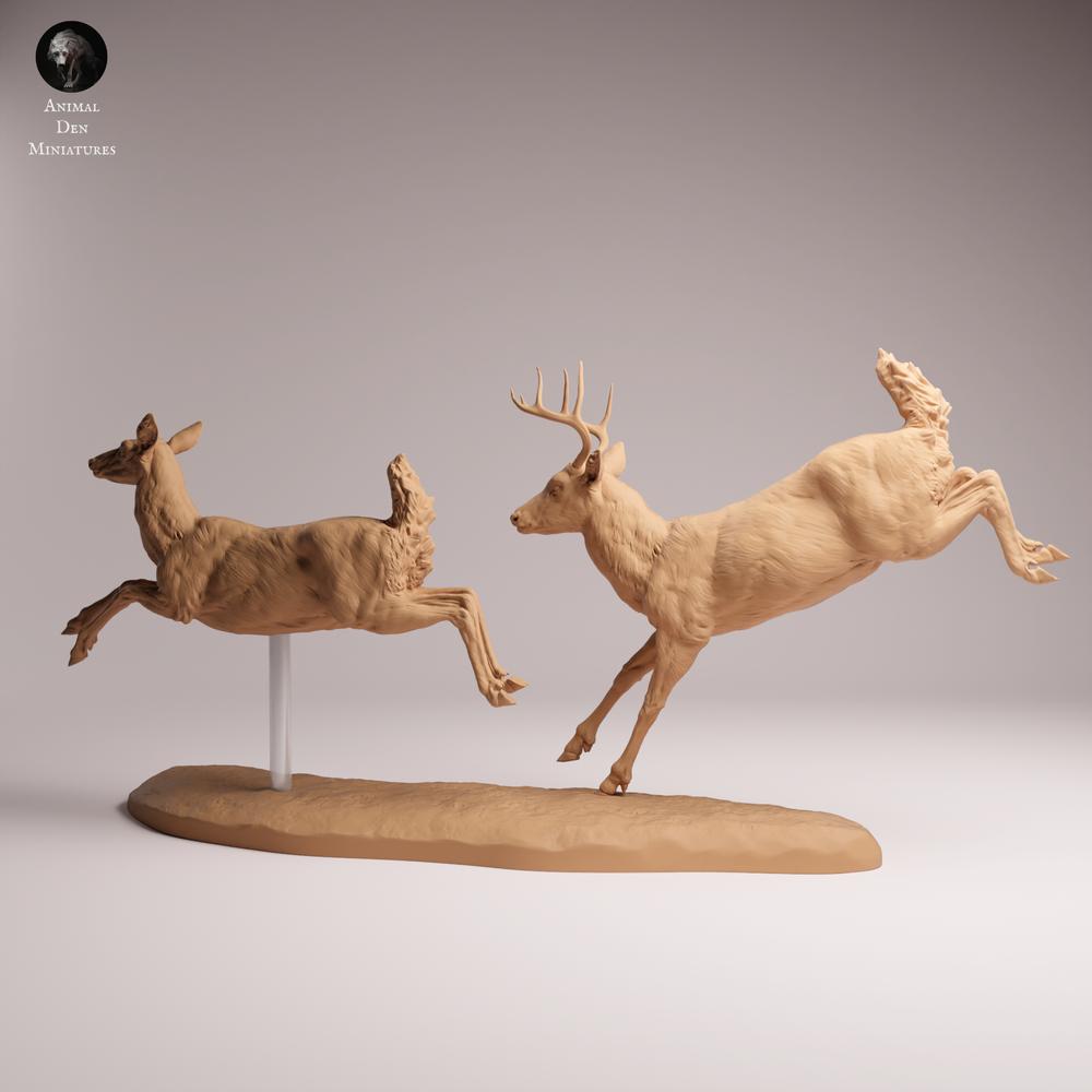 Produktfoto Tabletop 28mm Lord of the Print (LotP) 0: Wildtier Tierfigur: Weißwedelhirsch-Paar - Hirsch und Hirschkuh (26_01_13)
