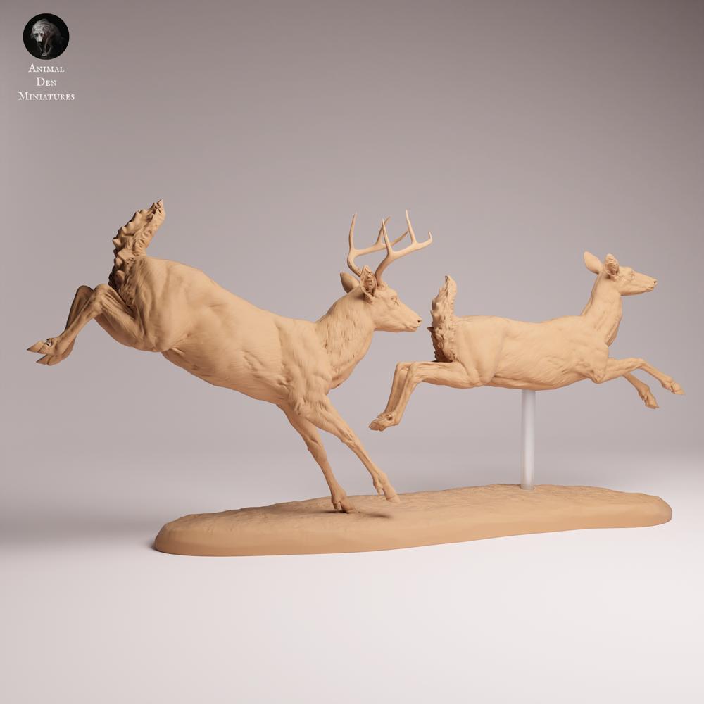 Produktfoto Tabletop 28mm Lord of the Print (LotP) 2: Wildtier Tierfigur: Weißwedelhirsch-Paar - Hirsch und Hirschkuh (26_01_13)