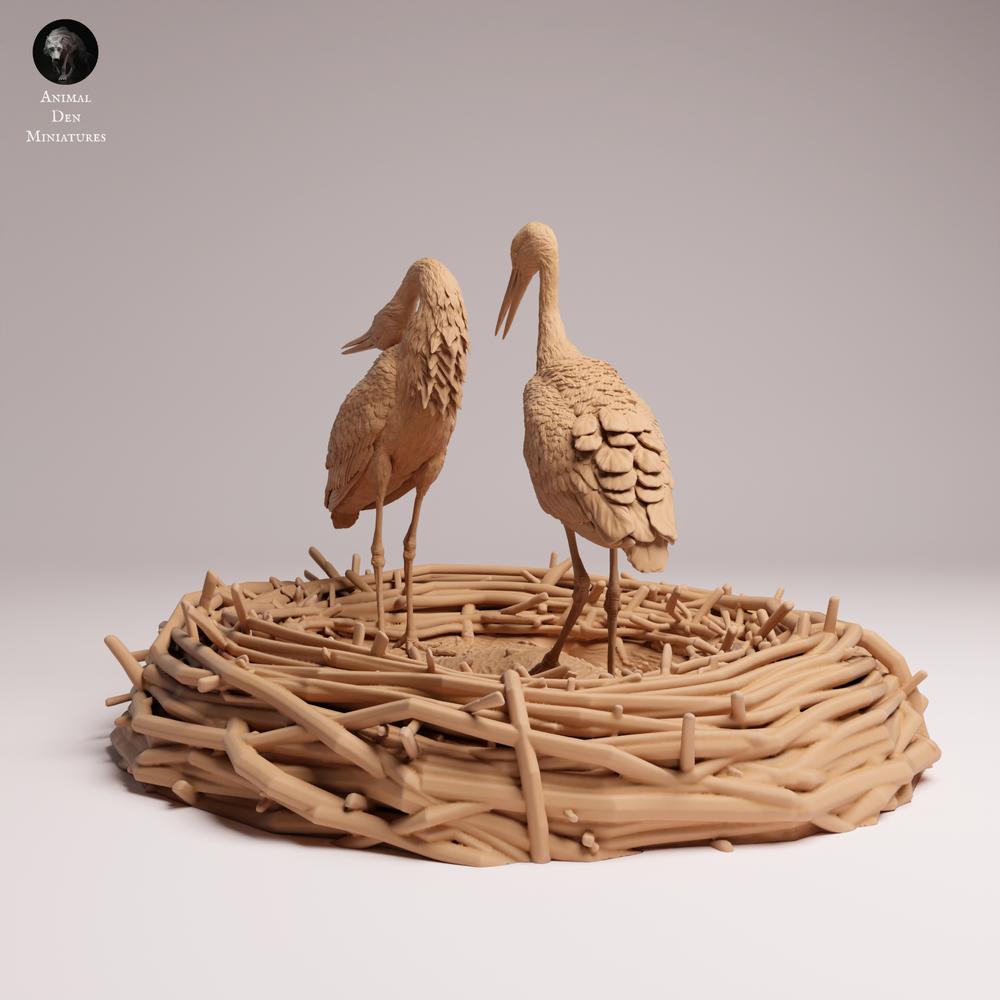 Productfoto Tabletop 28mm Lord of the Print (LotP) 0: Vogel dierenfiguur: witte ooievaar - baltsend (26_07_09)