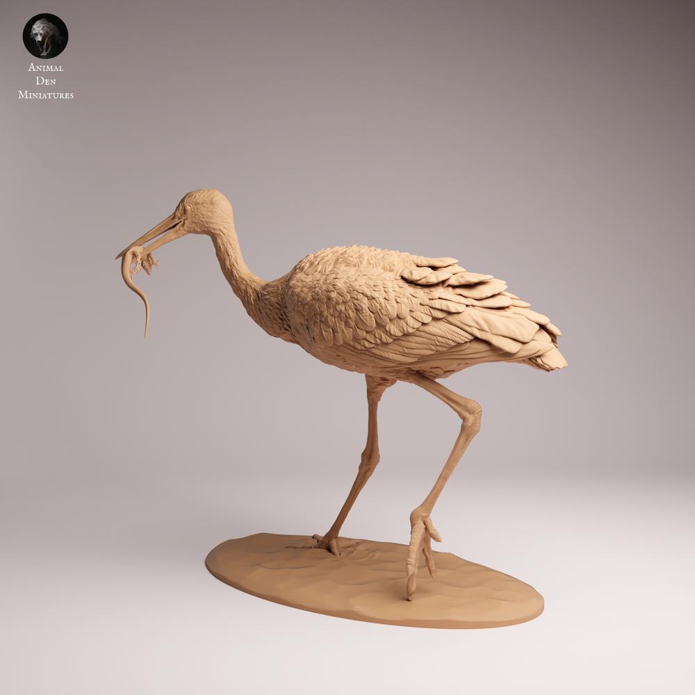 Productfoto Tabletop 28mm Lord of the Print (LotP) 0: Dierenfiguur vogel: witte ooievaar - etend (26_07_05)