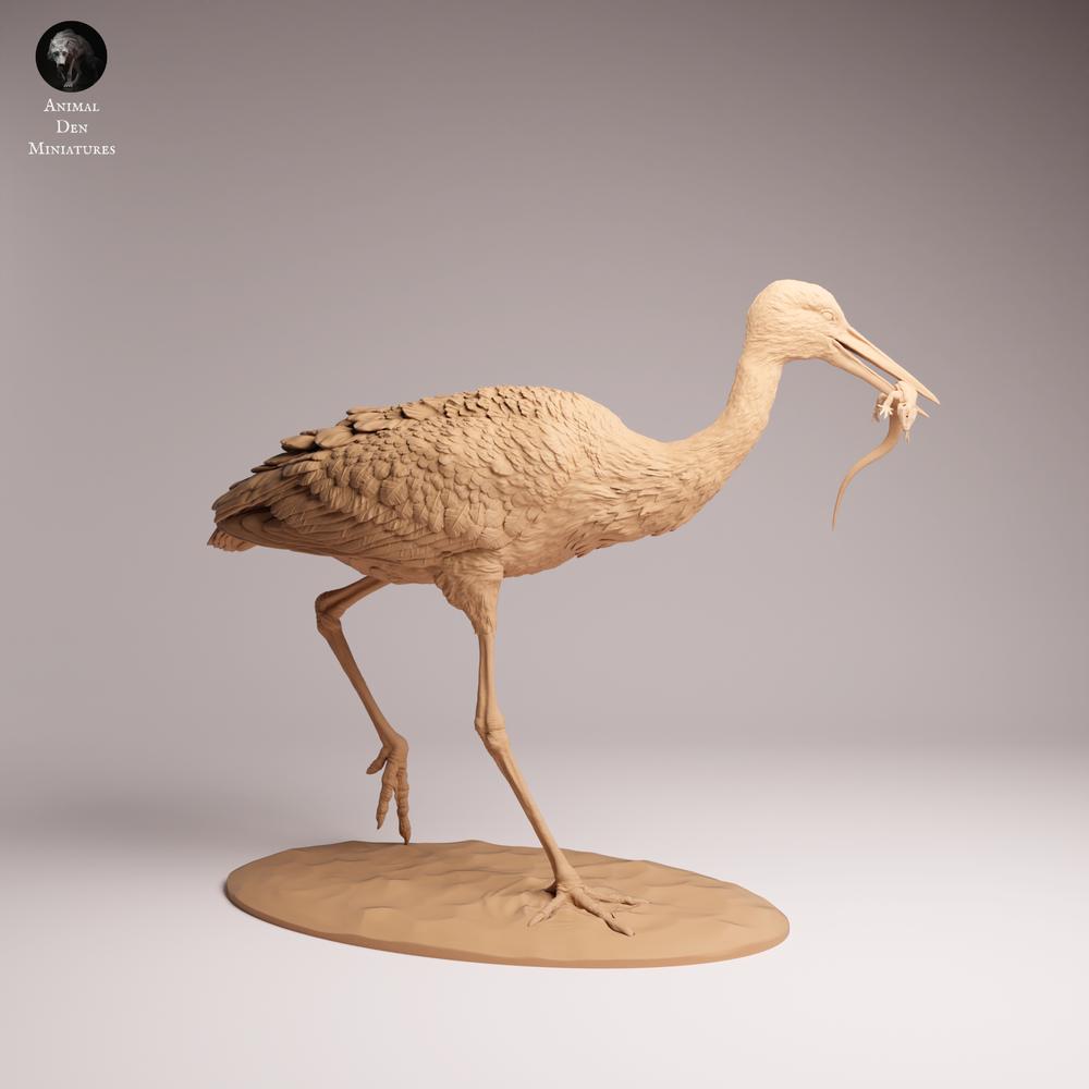 Productfoto Tabletop 28mm Lord of the Print (LotP) 1: Vogel dierenfiguur: witte ooievaar - etend (26_07_05)