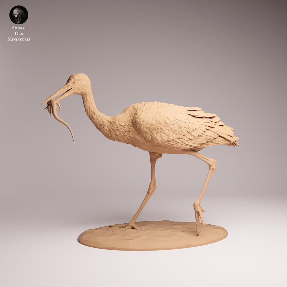 Productfoto Tabletop 28mm Lord of the Print (LotP) 2: Vogel dierenfiguur: Witte ooievaar - etend (26_07_05)