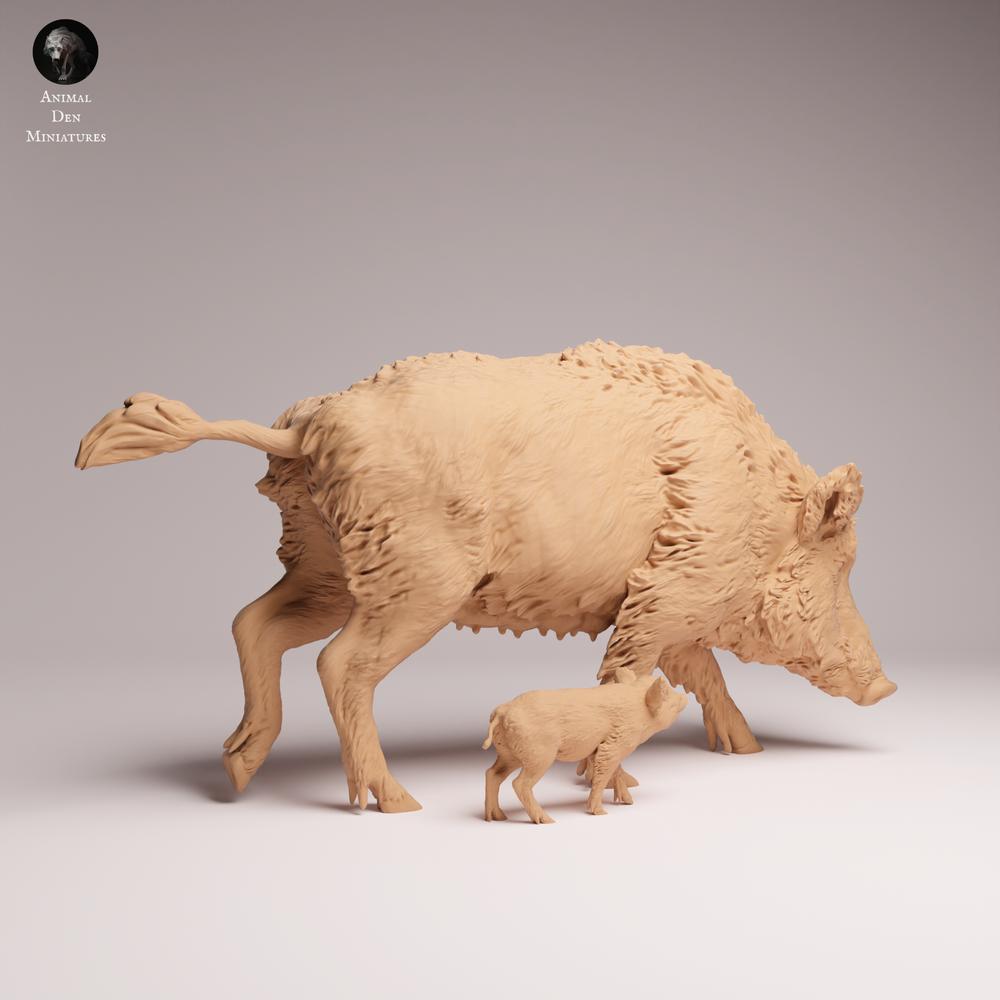 Productfoto Tabletop 28mm Lord of the Print (LotP) 1: Wildlife dierenfiguur: wildzwijnzeug met big (26_07_07)