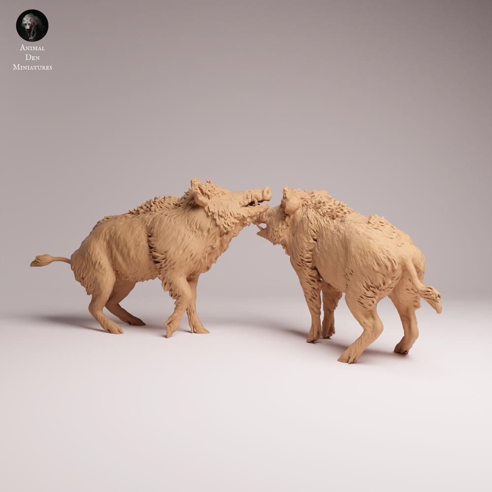 Productfoto Tabletop 28mm Lord of the Print (LotP) 2: Wilddier dierenfiguur: wilde zwijnen - vechtend (26_07_06)