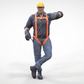 Productfoto diorama en modelbouw miniatuur figuur: bouwvakker leunend