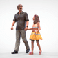 Productfoto diorama en modelbouw miniatuurfiguur: man met dochter - wandelaars