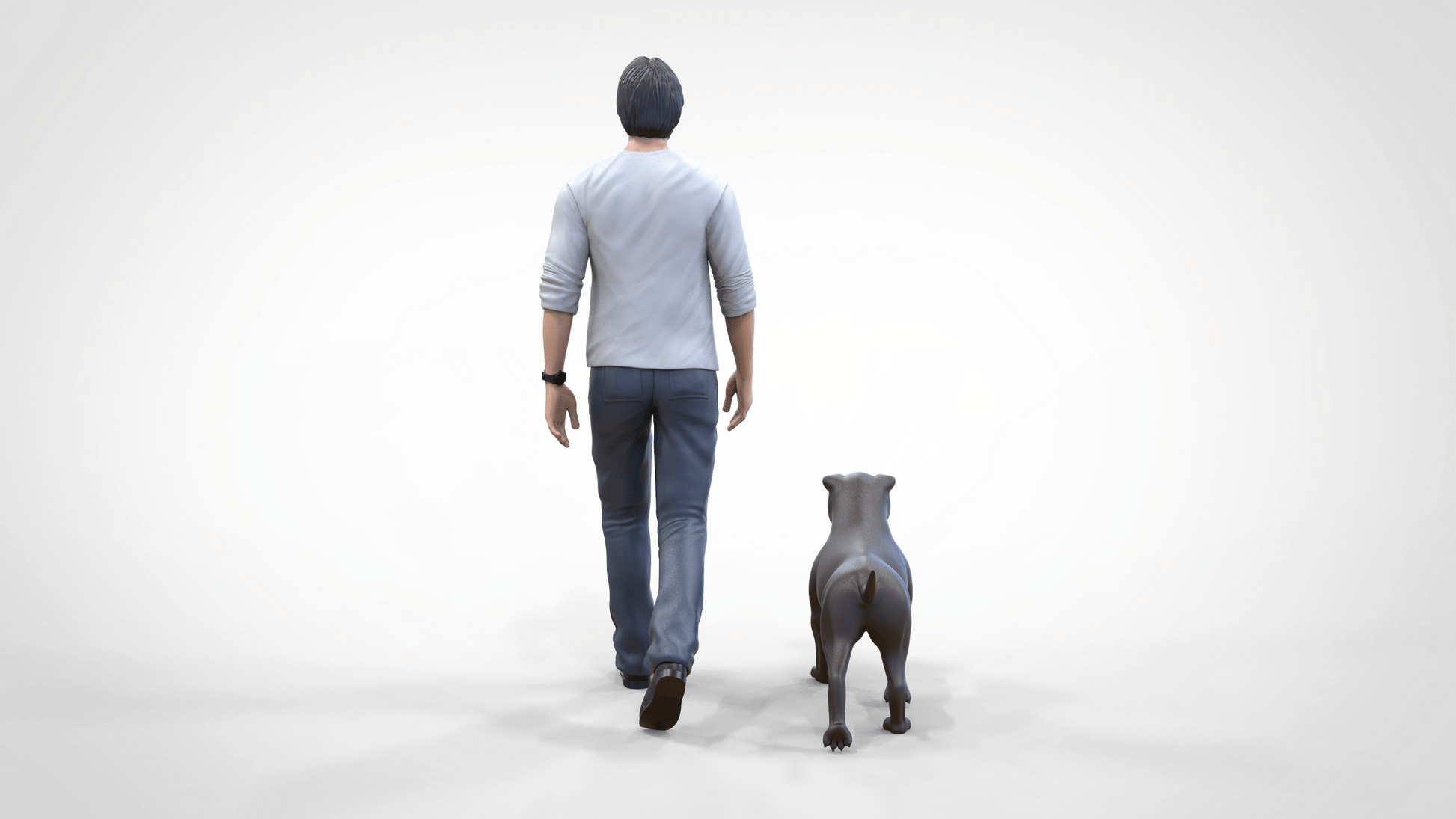 Productfoto Diorama en modelbouw miniatuurfiguur: Man met hond - Wandeling