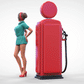 Productfoto diorama en modelbouw miniatuurfiguur: vrouw bij tankstation