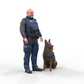 Productfoto diorama en modelbouw miniatuurfiguur: politieagent met hond