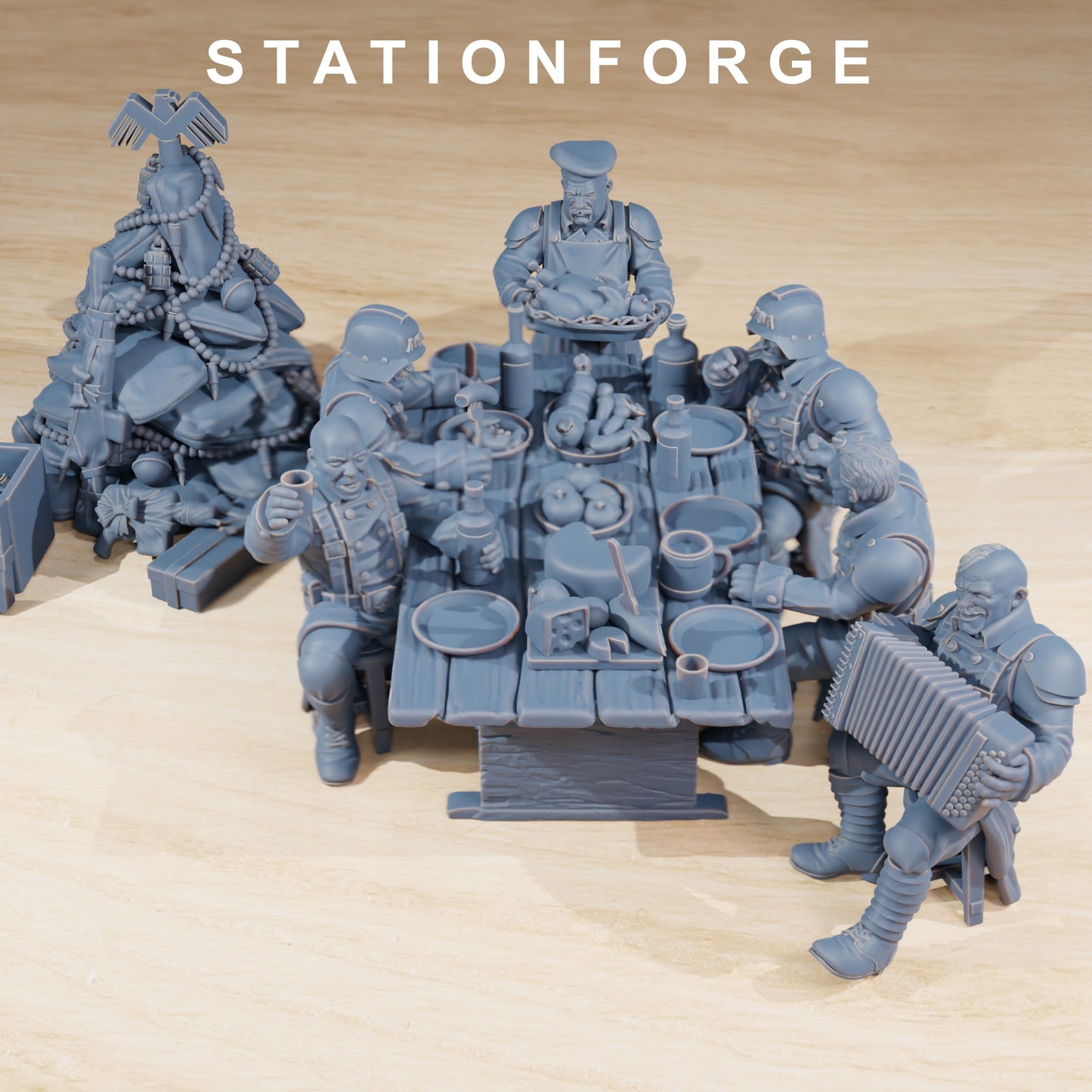 Productfoto 28mm Tabletop Minis Stationforge: Feestmaaltijd