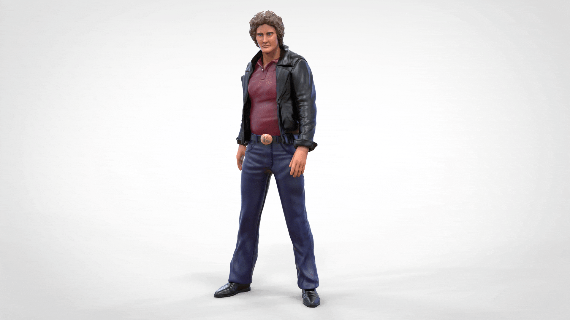 Productfoto diorama en modelbouw miniatuur figuur: man in leren jack