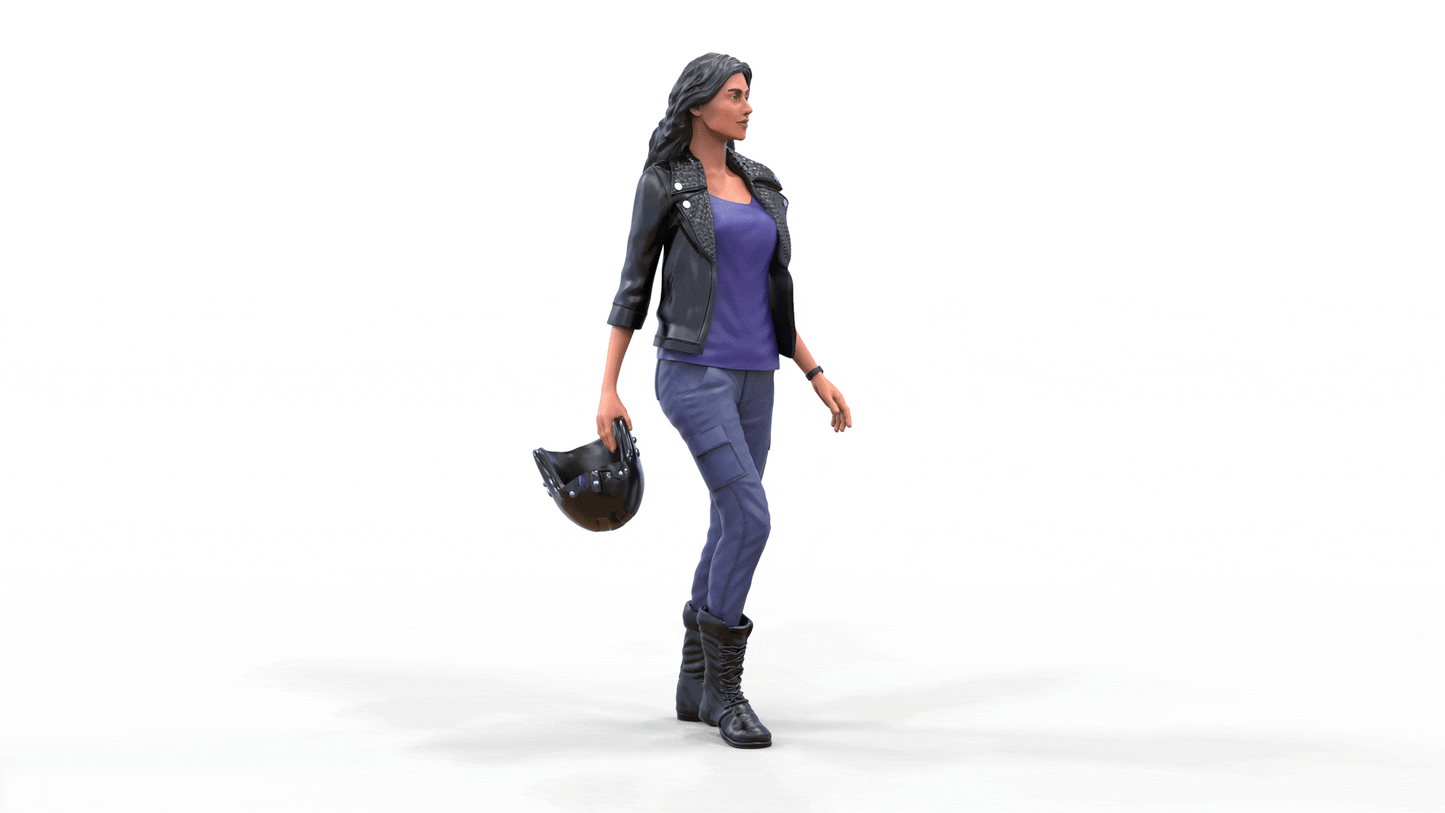 Productfoto diorama en modelbouw miniatuur figuur: Racer 5 - racecoureur met helm en leren jack