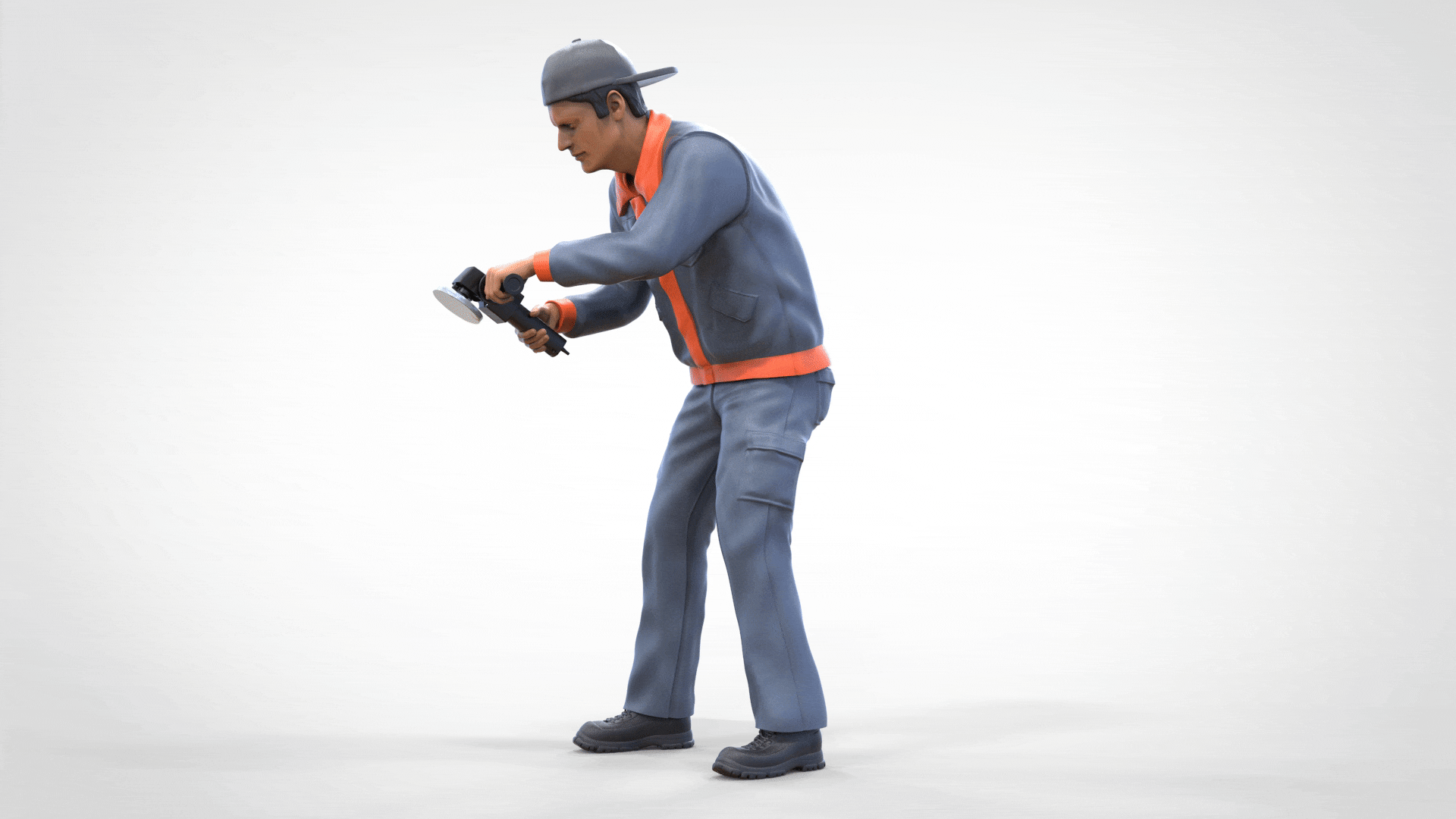 Productfoto diorama en modelbouw miniatuur figuur: monteur met flex