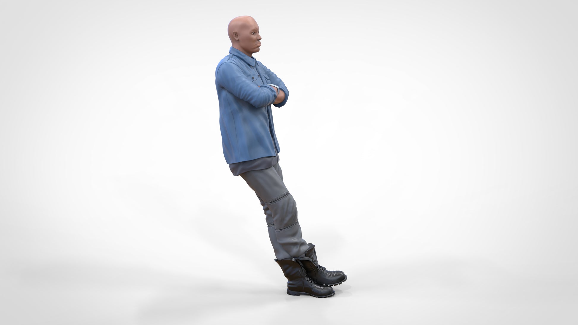 Productfoto diorama en modelbouw miniatuur figuur: man leunend