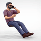 Productfoto diorama en modelbouw miniatuurfiguur: man aan de telefoon