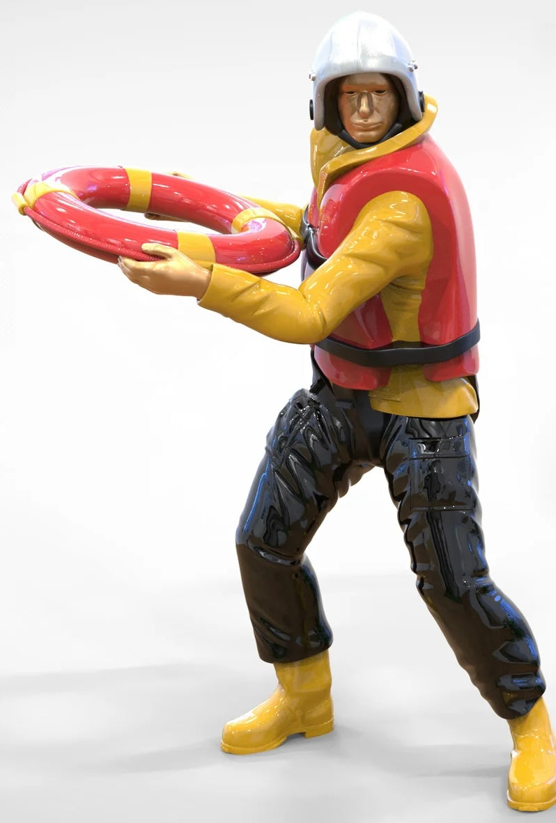Productfoto diorama en modelbouw miniatuurfiguur: reddingsboot set, 8 figuren